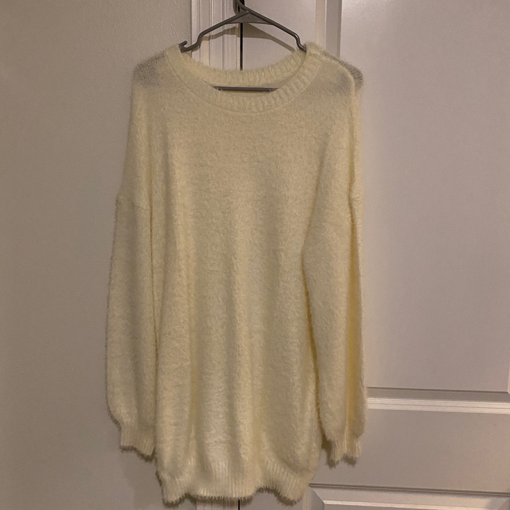 Cream Oversized Sweater Dress